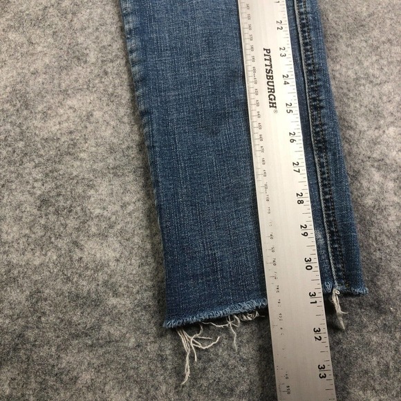Pilcro and the Letterpress 25 Petite l Straight Denim Jeans Raw Hem Classic Wash - Picture 8 of 12